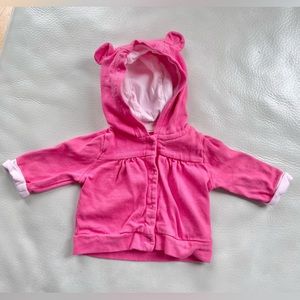 4/$20💥Gap Bear Ears Hoodie Sweatshirt, Snap Up Cardigan Jacket, Baby Girl Pink
